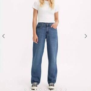 NEW LEVI'S premium baggy dad performance cool jeans in green, blue